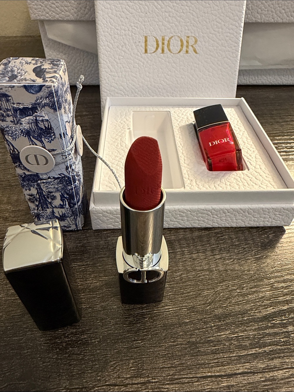 Dior Red Lipstick & Matching Red Nail Polish Set